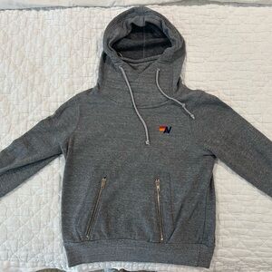 Aviator Nation Gray Hoodie with Multicolor Logo